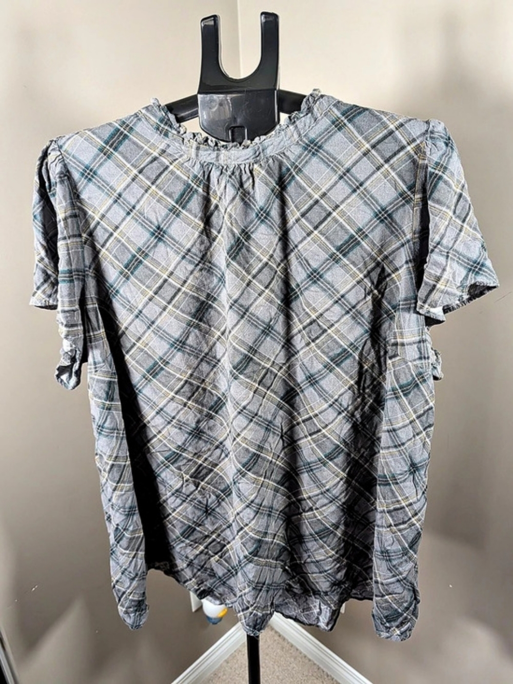 Anthropologie Women's Plaid Short Sleeve Blouse